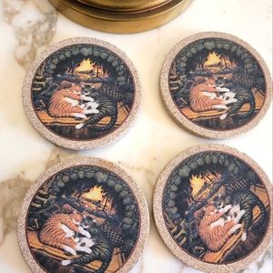 ThriftyStone cat coasters set of 4